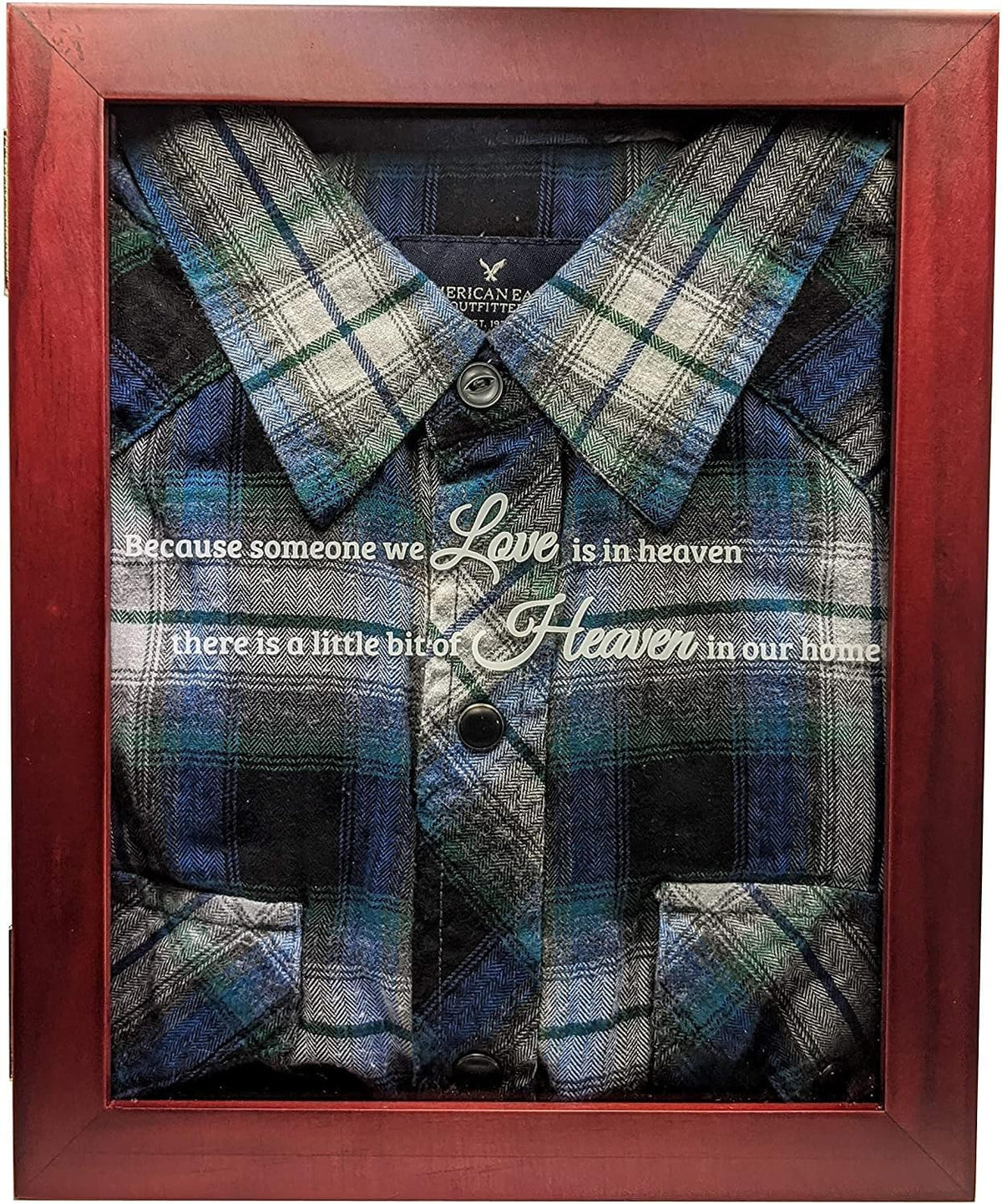Memorial Shadow Box Display Case, Dark Cherry Wood Frame, 11" x 9" x 2"