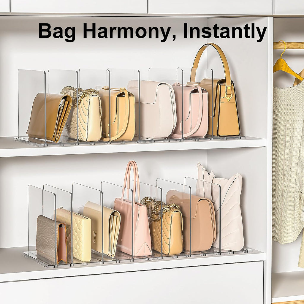 SortNStore Bag Purse Organizer Accessories: 2-Dividers Plastic Clutch Dividers for Closet Organizers and Storage - Keep Carteras & Pocketbook Upright