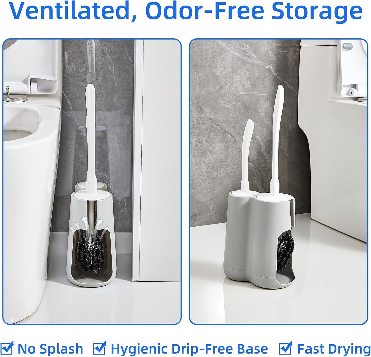 Toilet Brush and Holder Set with Pumice Stone, Toilet Bowl Brush Combo