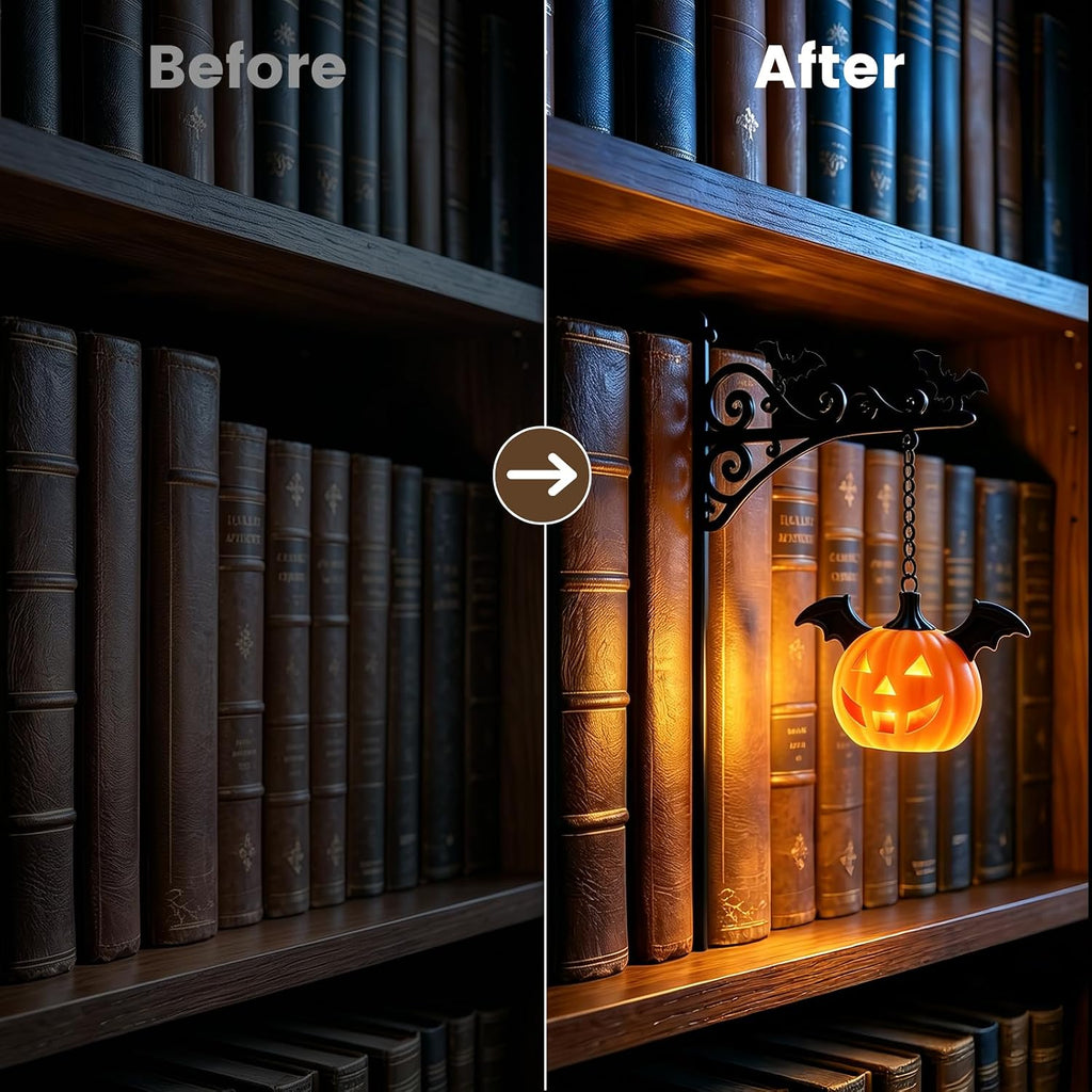 Halloween Lights Mini Lantern for Book Shelf,Pumpkin Hanging Lamp Book Ends