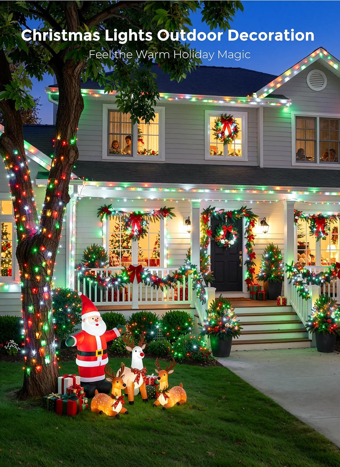 Brightown 330FT 1000LED Christmas String Lights Outdoor Red White and Green