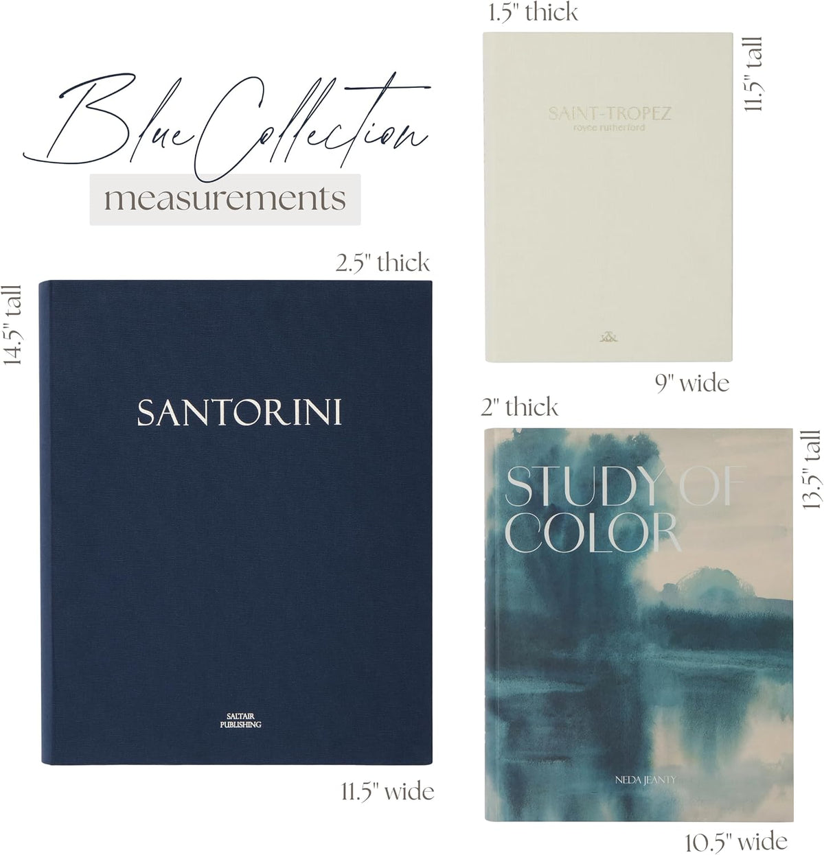 Set of 3 Oversized Decorative Coffee Table Books (Blue)