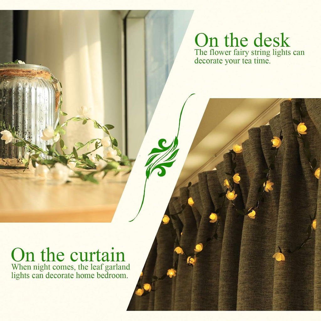 Vigdur Leaf String Lights, 2 Pack Vine Fairy Lights Indoor Battery Operated