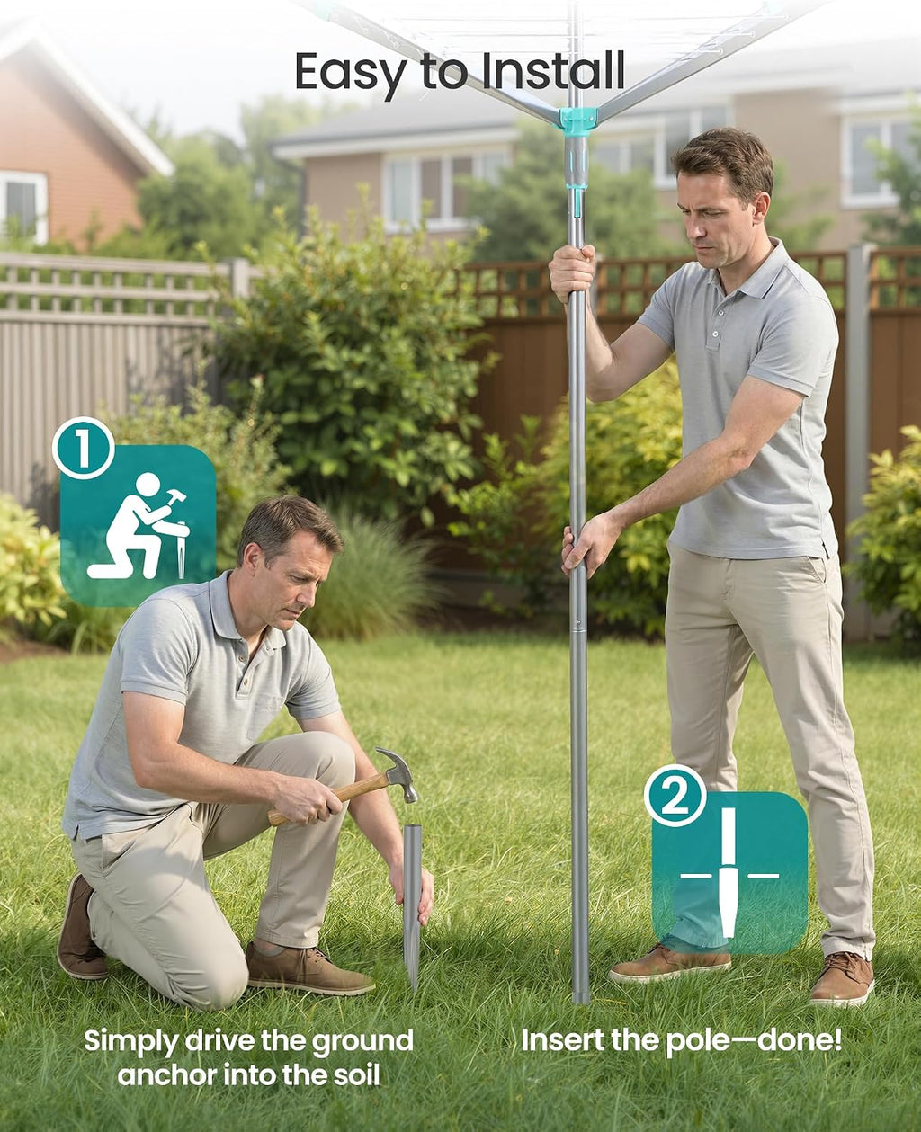 SONGMICS Umbrella Drying Rack, Foldable Outdoor Clothesline for 4 Loads