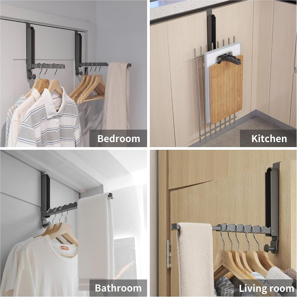 JOOM Over-the-Door Clothes Drying Rack, Foldable Retractable, Gray 1 Pack