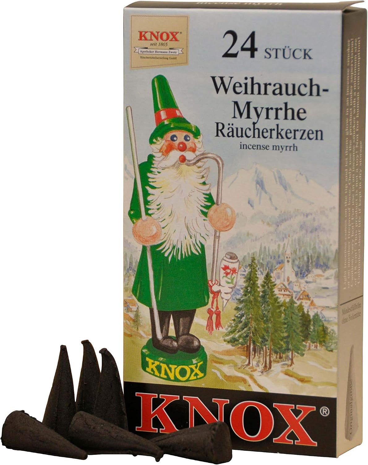 Knox 078750 Set Classic, 4 Packs of 24 Incense, Fir Tree, Myrrh, Scent, Baked Apple, Christmas Cones, Multicoloured, 2,5 x 1,2 x 1,2 cm
