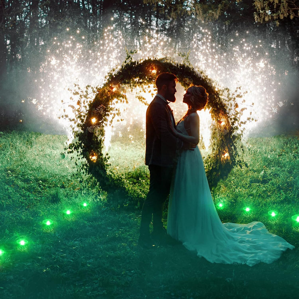 PChero Green LED Tea Lights with Timer, 12pcs