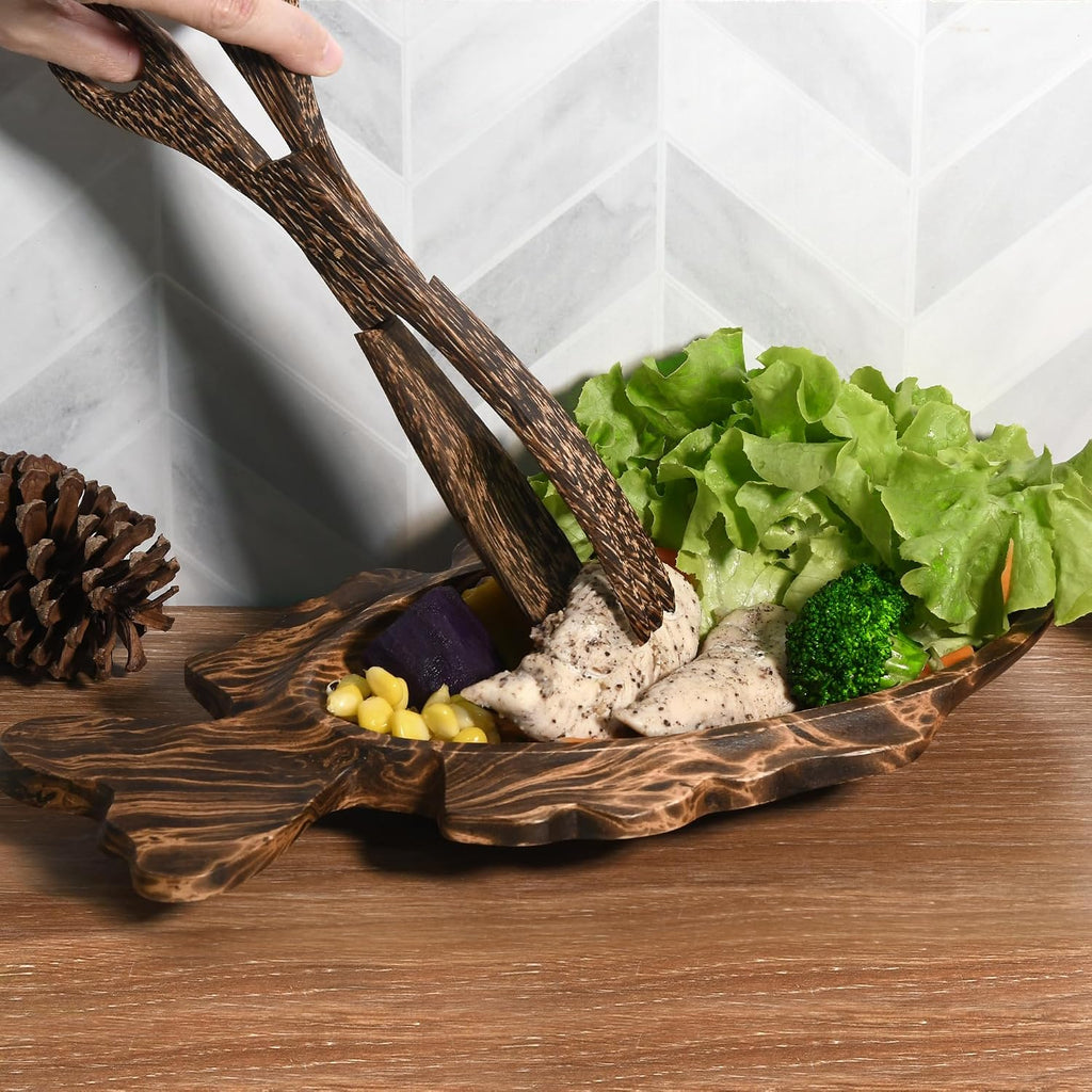 AeraVida Ocean Fish Shaped Natural Brown Mango Tree Wood Kitchen Plate Bowl | Decorative Tray Bowl for Kitchen Counter | Wooden Tray for Candy Nuts Desserts Fruits Home Décor Gifts