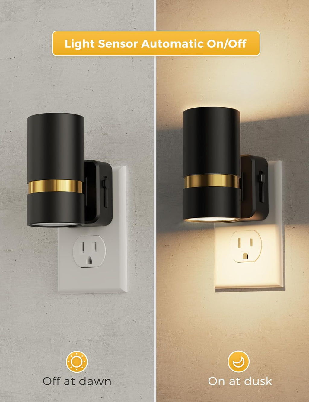 2 pack Dusk to Dawn night light+2 pack Motion Sensor night light