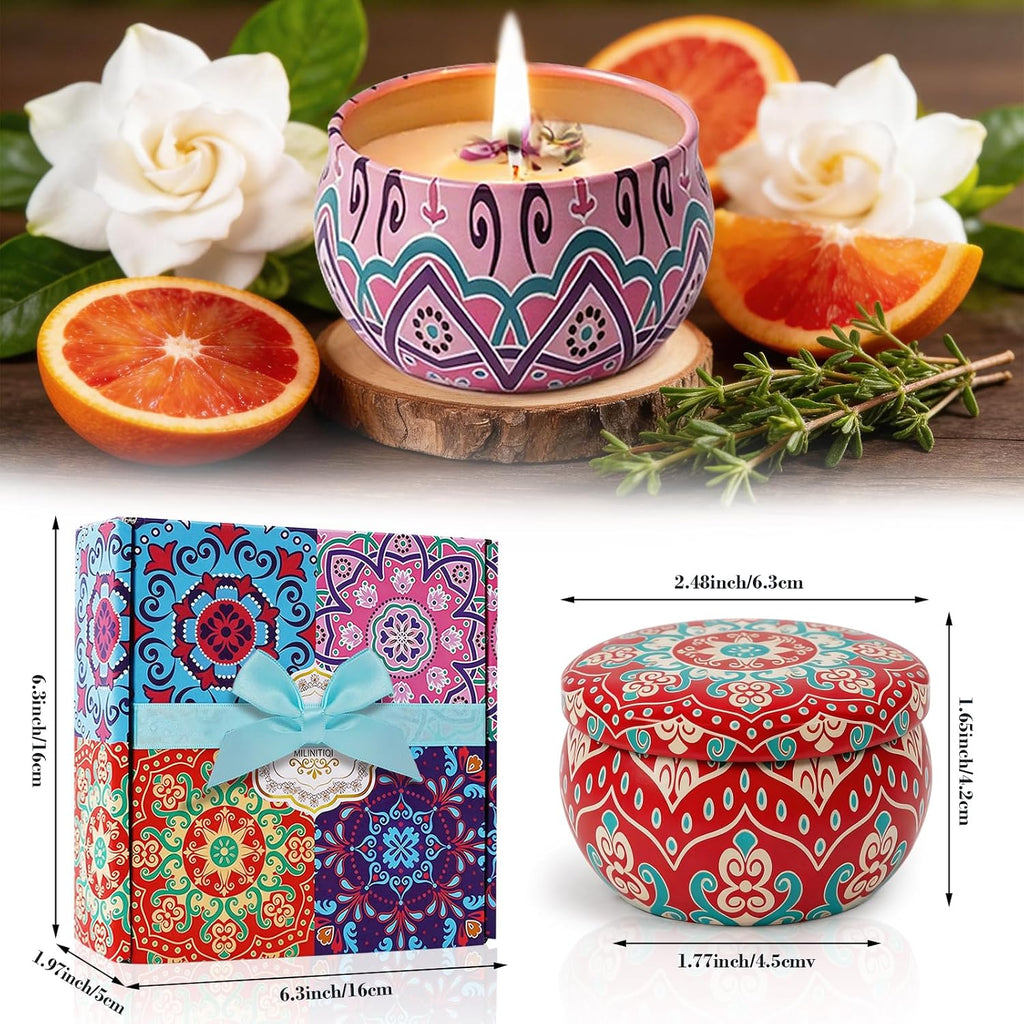 4 Pack Scented Candles Gift Set for Women, Natural Soy Wax for Home Scented