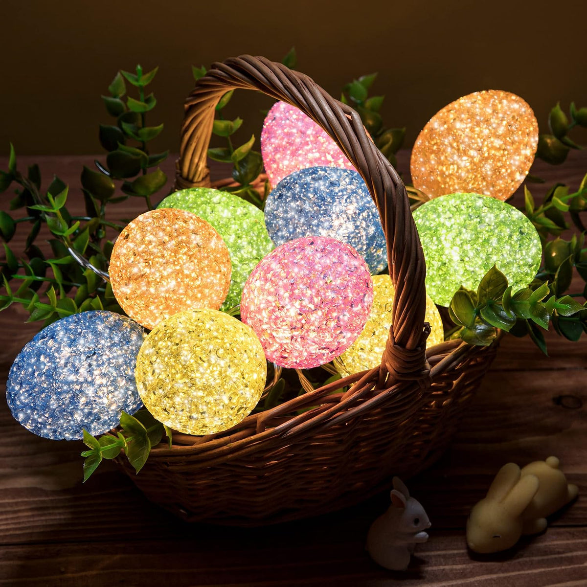 Hiboom Easter Decorations Egg Lights, 8 Flashing Modes LED Easter Lights, Waterproof Battery Operated Fairy Light for Outdoor Indoor Decorations(4.92 ft with 10 LED)