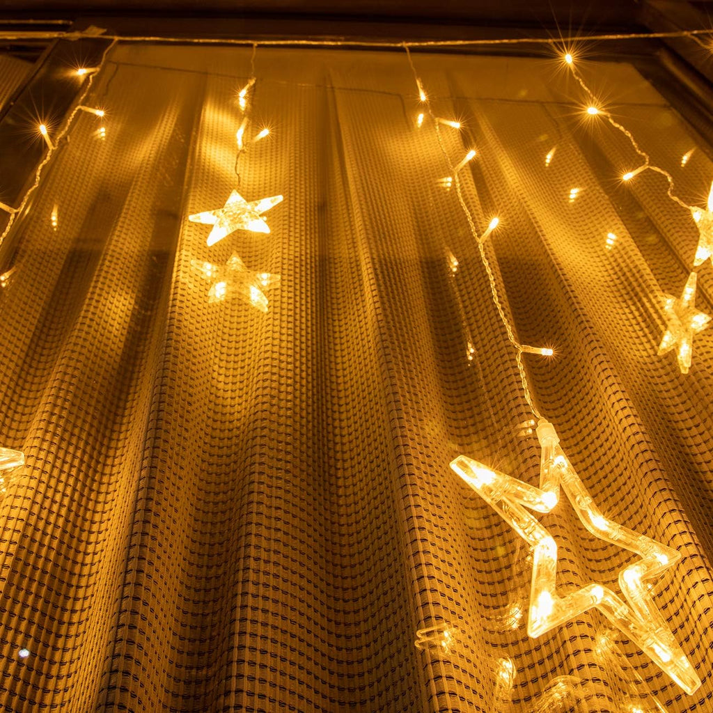 AWQ 12 Stars 138 LED Star String Lights Curtain Lights for Bedroom Decor
