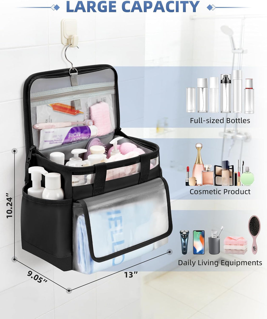 Marscamd Hanging Shower Caddy Organizer Bag with Quick Dry Mesh, Black