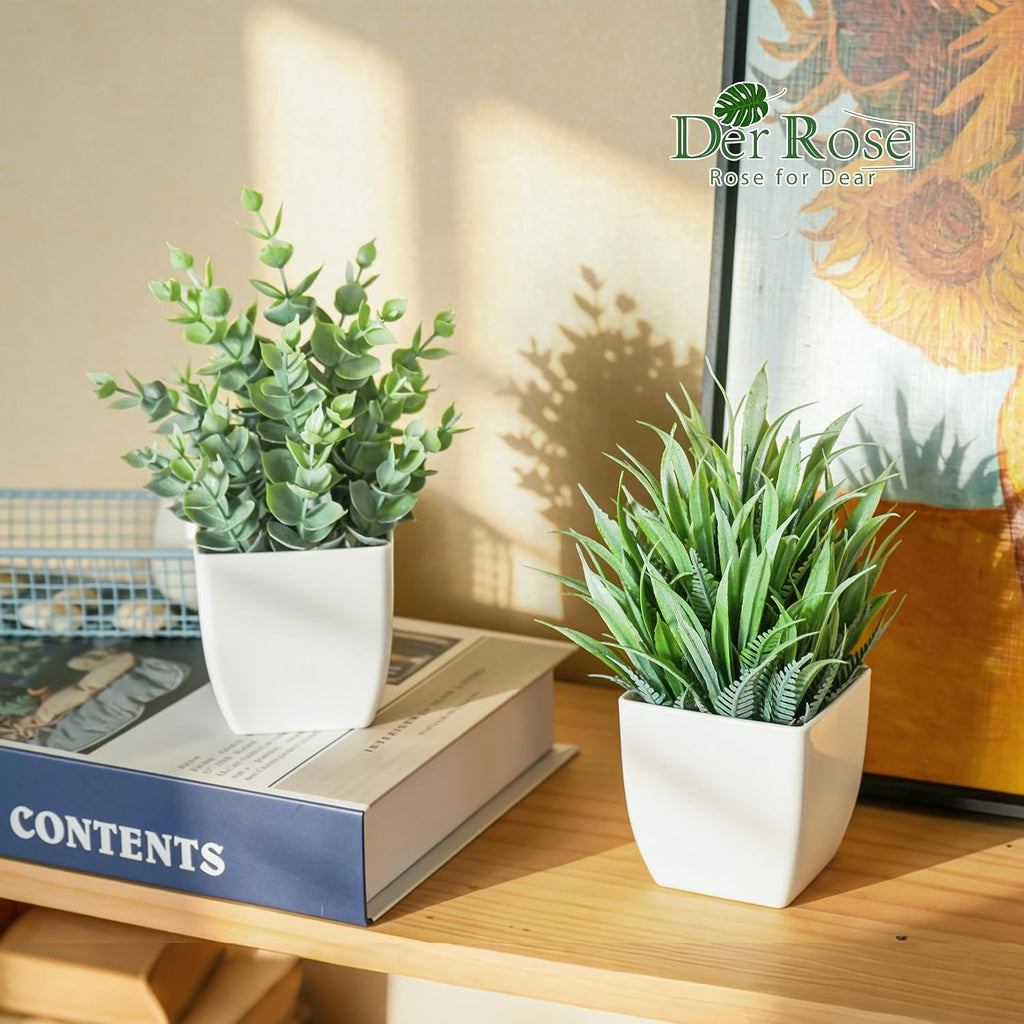 Der Rose 2 Pack Fake Plants Small Plants for Bathroom Office Decor
