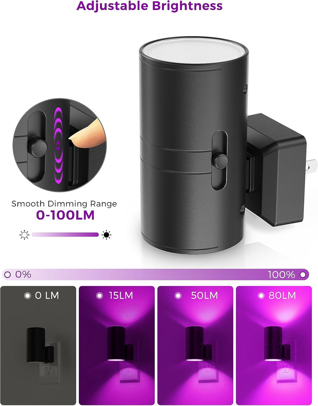 L LOHAS LED Purple Night Light, Purple Lights, Night Lights Plug into Wall