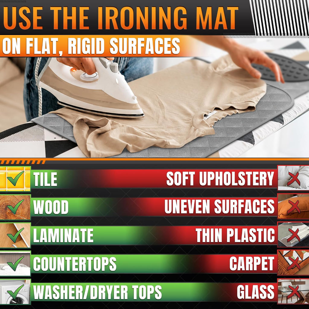 3-in-1 Ironing Mat for Table Top, 28.9" x 21.3", Magnetic Edges