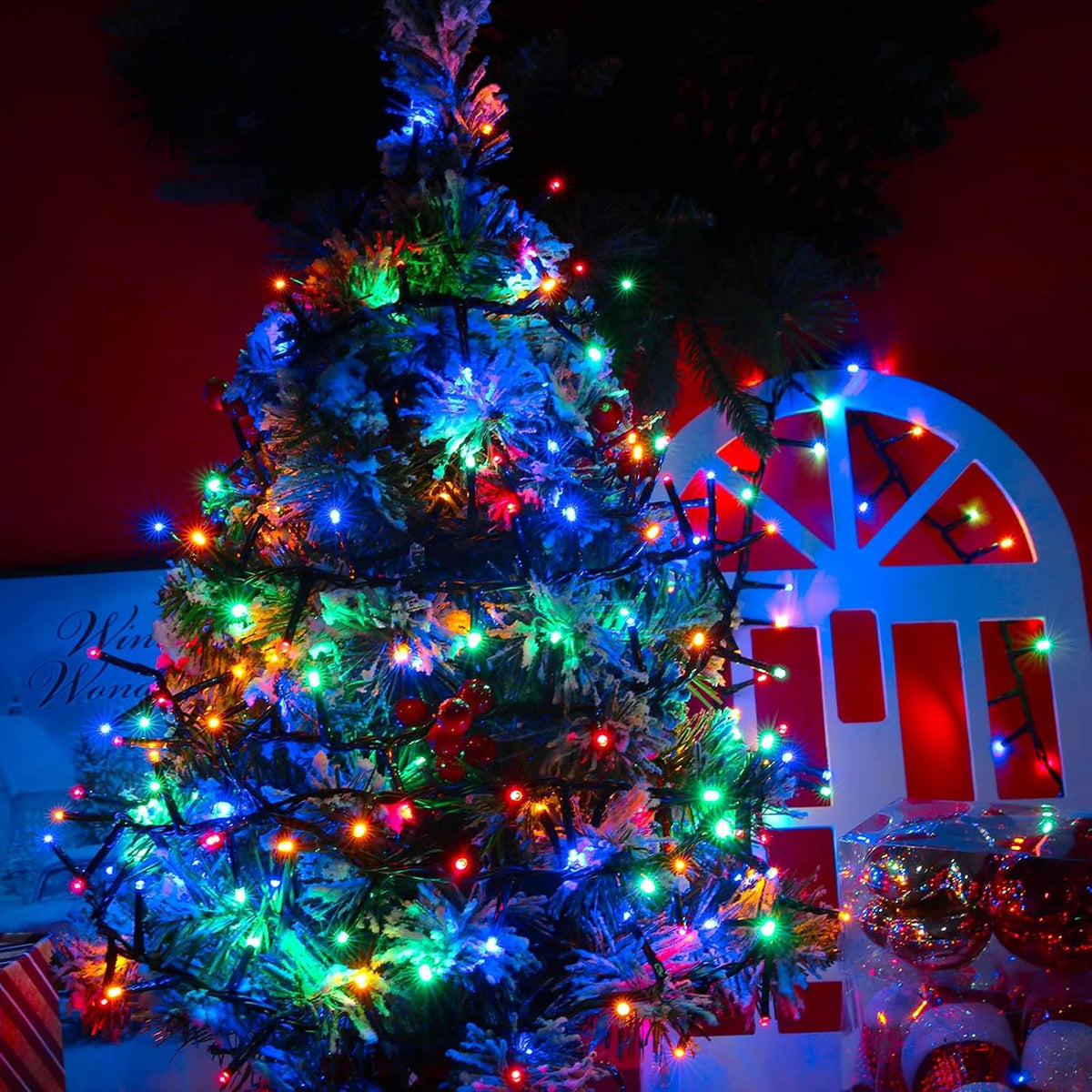 AWQ 1000 LED 82 ft Christmas Cluster Lights Xmas String Lights Multicolor
