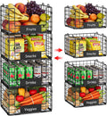 JKsmart 4 Pack XL Stackable Wire Baskets, Pantry Organizers and Storage