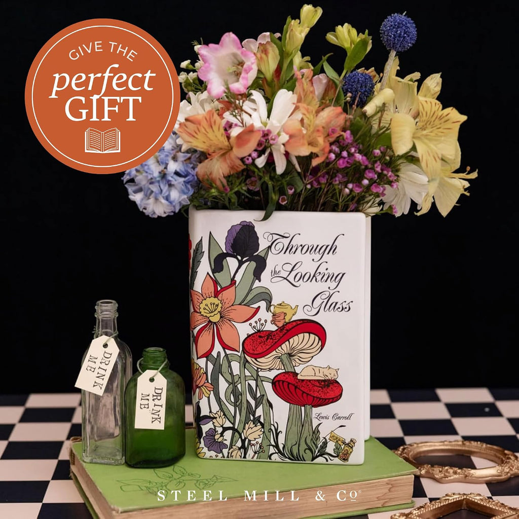 Steel Mill & Co. Ceramic Book-Shaped Vase, Through the Looking Glass