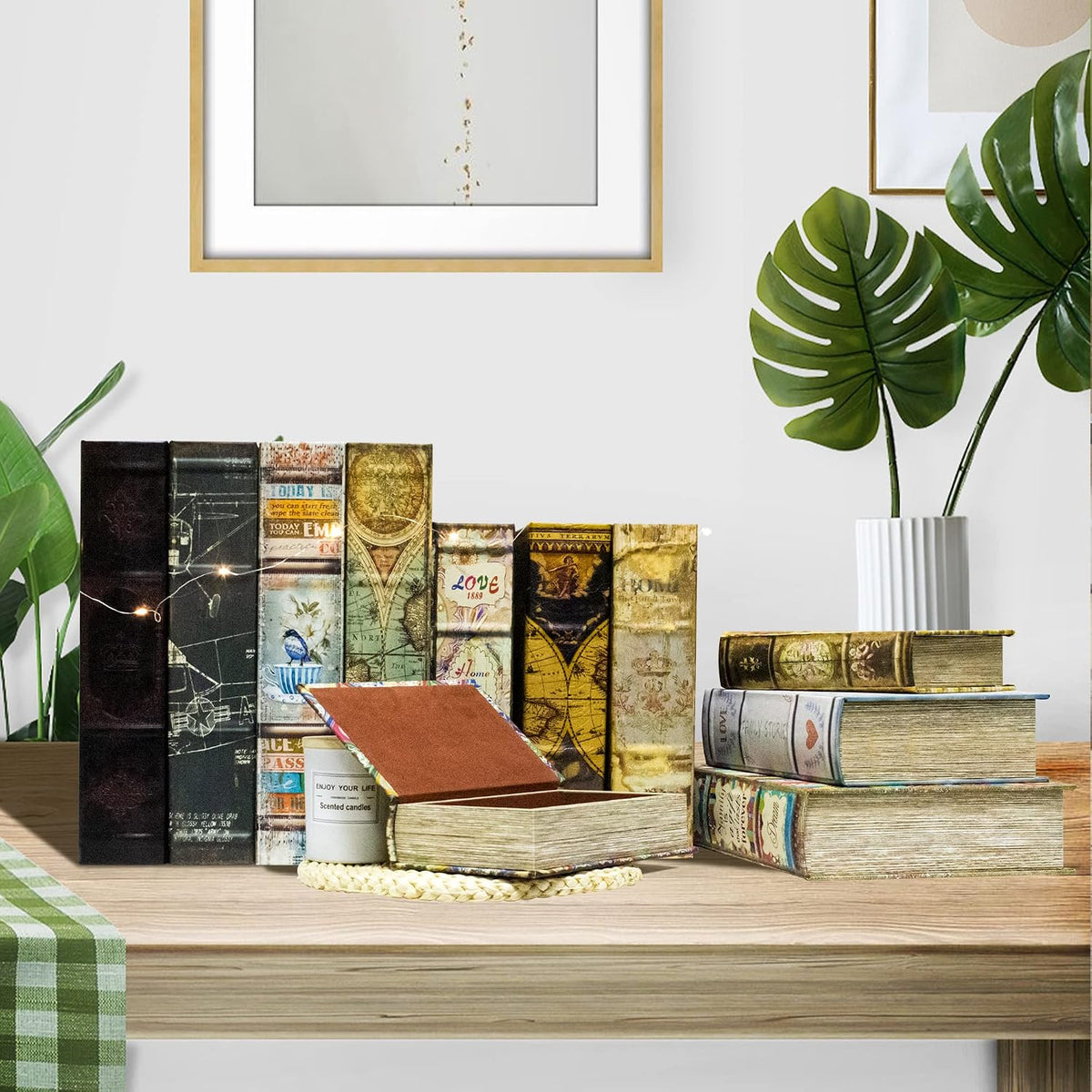 Decorative Book Box Set of 3,Fake Book Trinket Keepsake Storage Box