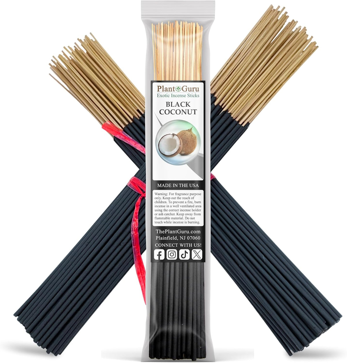 Black Coconut Exotic Incense Sticks 11 Inch - Bulk 1 Bundle 85 to 100 Sticks - Natural 11" Long Lasting Aroma that Burns for 45 to 60 Minutes.