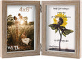 WUTL 4x6 Picture Frame Double Frame Shadow Box with Glass Front Wood Grain