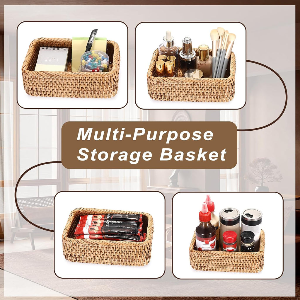 BTSKY Small Remote Basket for Coffee Table Entryway Living Room 7.9" x 5.1"