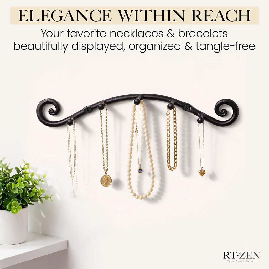 RTZEN Farmhouse Small Key Holder for Wall, Wrought Iron Wall Mount Rack