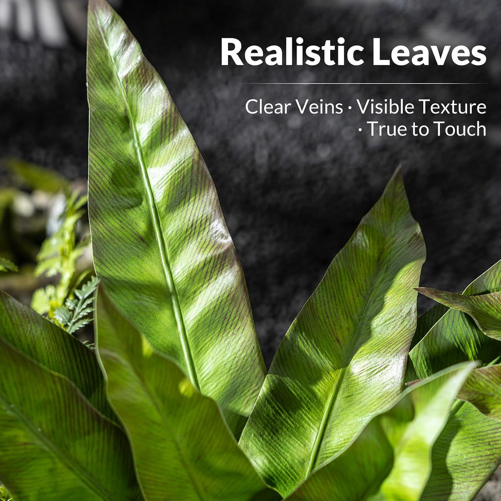 4 Pcs Artificial Greenery Stems Fake Bird Nest Fern Faux Branches Artificial Plants Realistic Fake Dracaena Realistic Plants for Indoor Outdoor Porch Patio Home Office Living Room Decor (Brown Green)