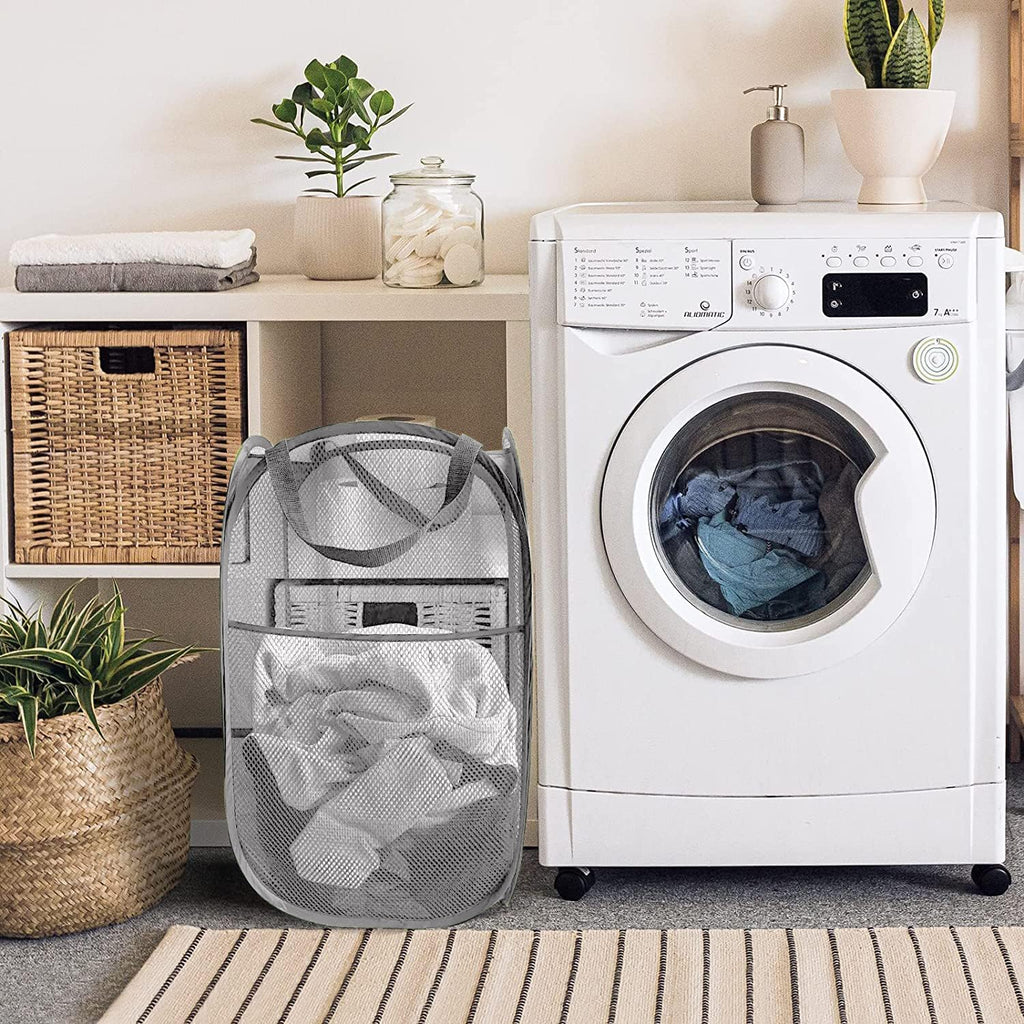 Larpur Pack of 3 Pop up Laundry Hampers, Collapsible Laundry Baskets, Gray