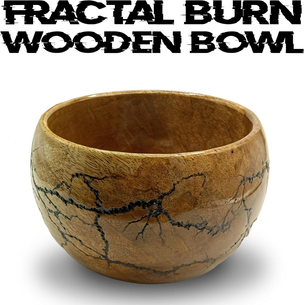 Fractal Burn Wood Bowl - Decorative Mango Wood Bowl for Kitchen, Dining, Entryway, Desk, and Holding Keys, Cuff Links, Coins