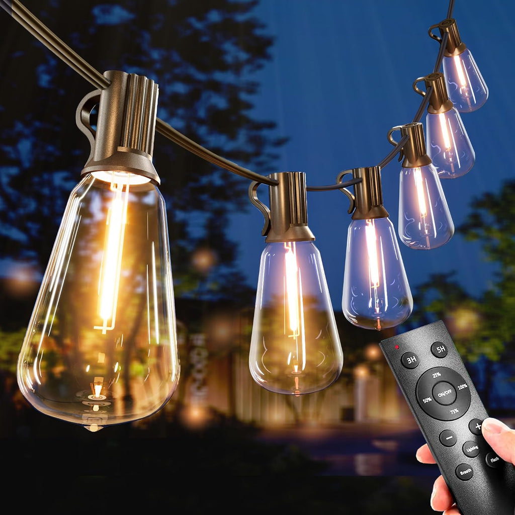 Outdoor String Lights with Remote 50FT Waterproof Patio Lights