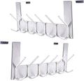 SKOLOO Over The Door Hook - for Doors up to 1-3/4'' Thickness, Silver, No Assembly Required, Stainless Steel, Door Coat Rack for Entryway & Bathroom Hanging Coats, Backpack, Robes, Towels, Pack of 2