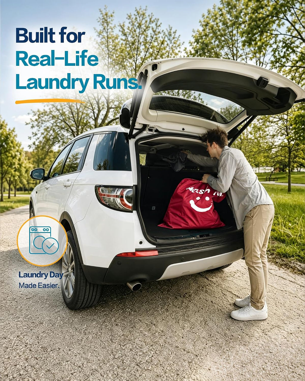 HOMEST 2 Pack XL Wash Me Travel Laundry Bag, Dirty Clothes Organizer, Large Enough to Hold 4 Loads of Laundry, Easy Fit a Laundry Hamper or Basket