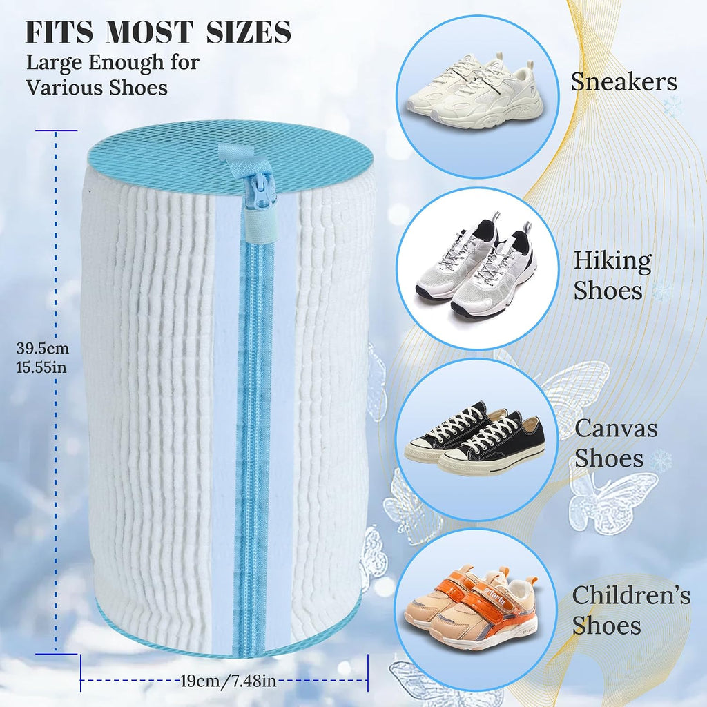 Shoe Washing Machine Bag, Laundry Shoe Bag for Washer and Dryer,2Pcs Reusable Shoe Bag for Washing Machine Fit Most Shoes Types (White 2 pcs)