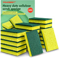 24 Pack Heavy Duty Scrub Sponges,Multi-Purpose Kitchen Sponge, Efficiently Clean The Surface Stains,Used for Clean Kitchen Pots,Bowls,Bathrooms,Tiles,Wall Good Helper for Home Cleaning