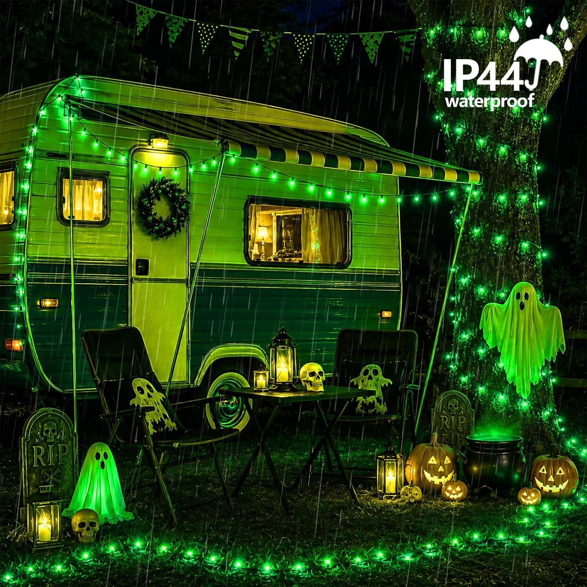 YEGUO 500 LED Green String Lights Outdoor Waterproof - 165 Ft Green Halloween Lights Indoor with 8 Modes Twinkle Christmas Tree Lights for Garden Patio Party Holiday