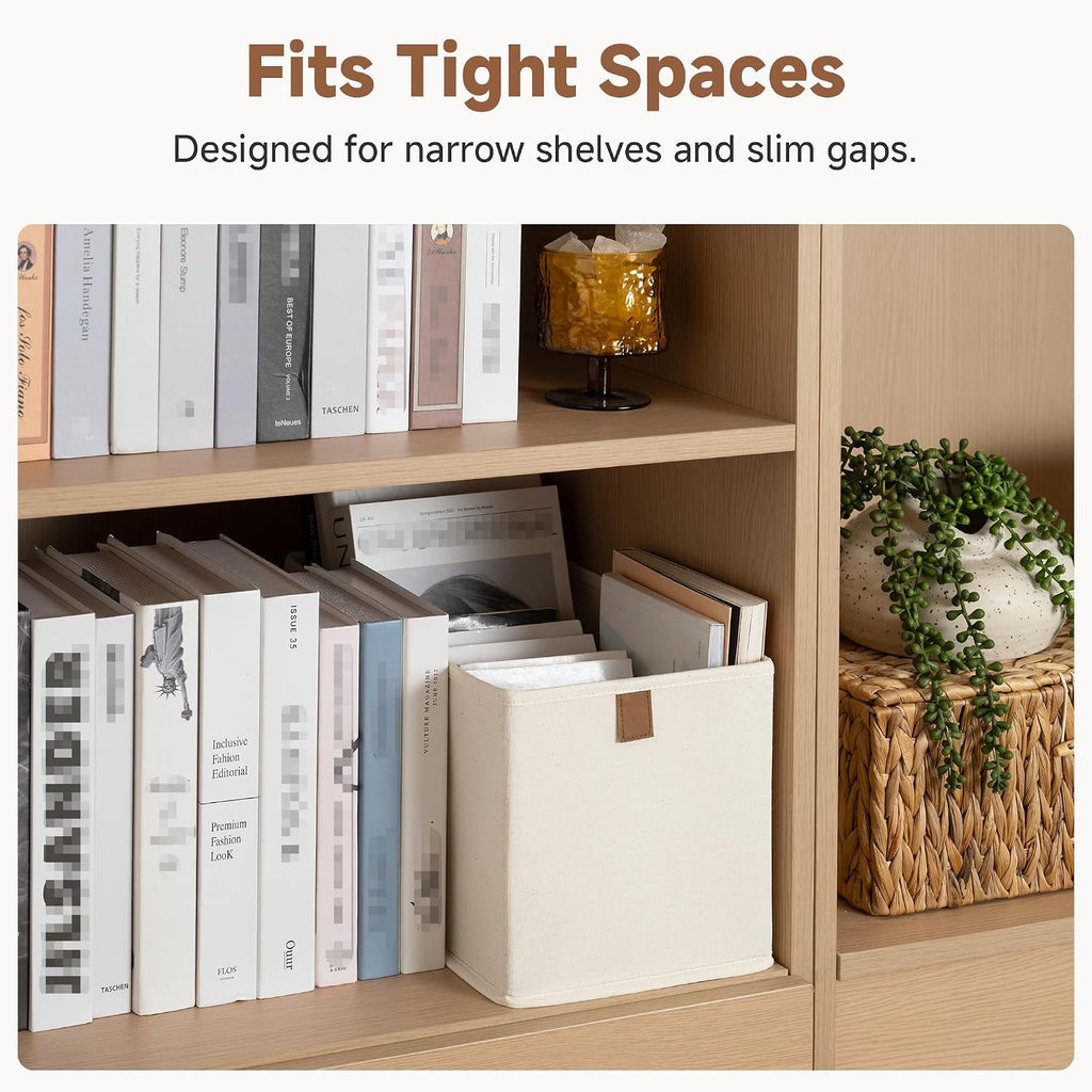 StorageWorks Narrow Storage Bins, 14¾"Lx7¾Wx8¼H, 4-Pack, Beige