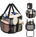 CUBETASTIC Mesh Shower Caddy Portable - Large Capacity Shower Tote for College Dorm Essentials, Bathroom, Gym, Camping, 360° Hanging Hook & 4 Pockets Travel Toiletry Bag (A# Black, 8.6"×8.6"×9.8")