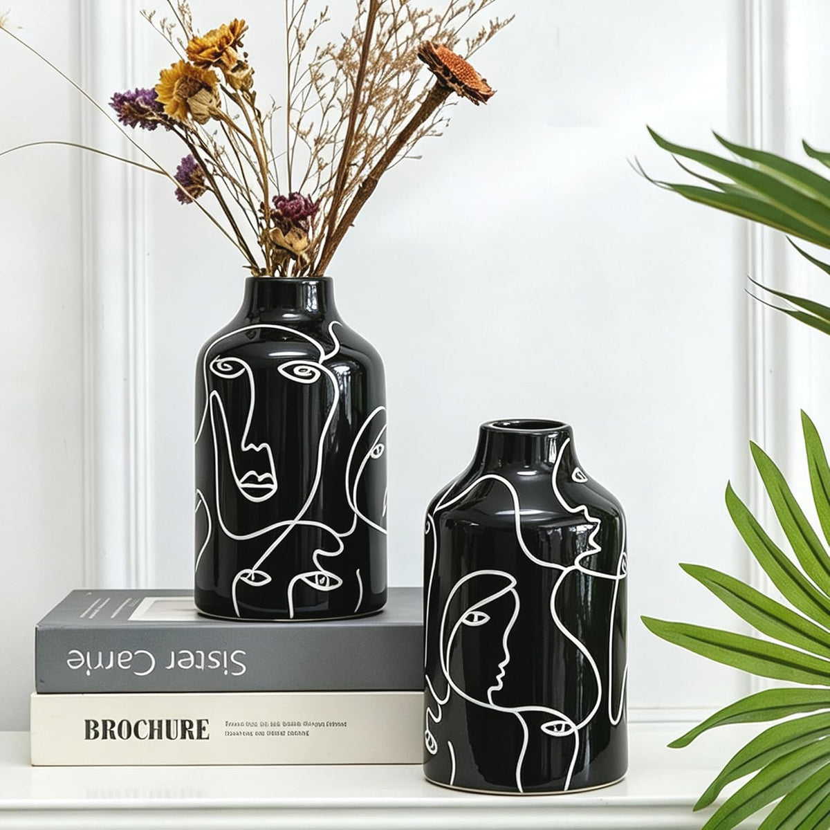 Kimdio Ceramic Vase Set, Black, 2pcs