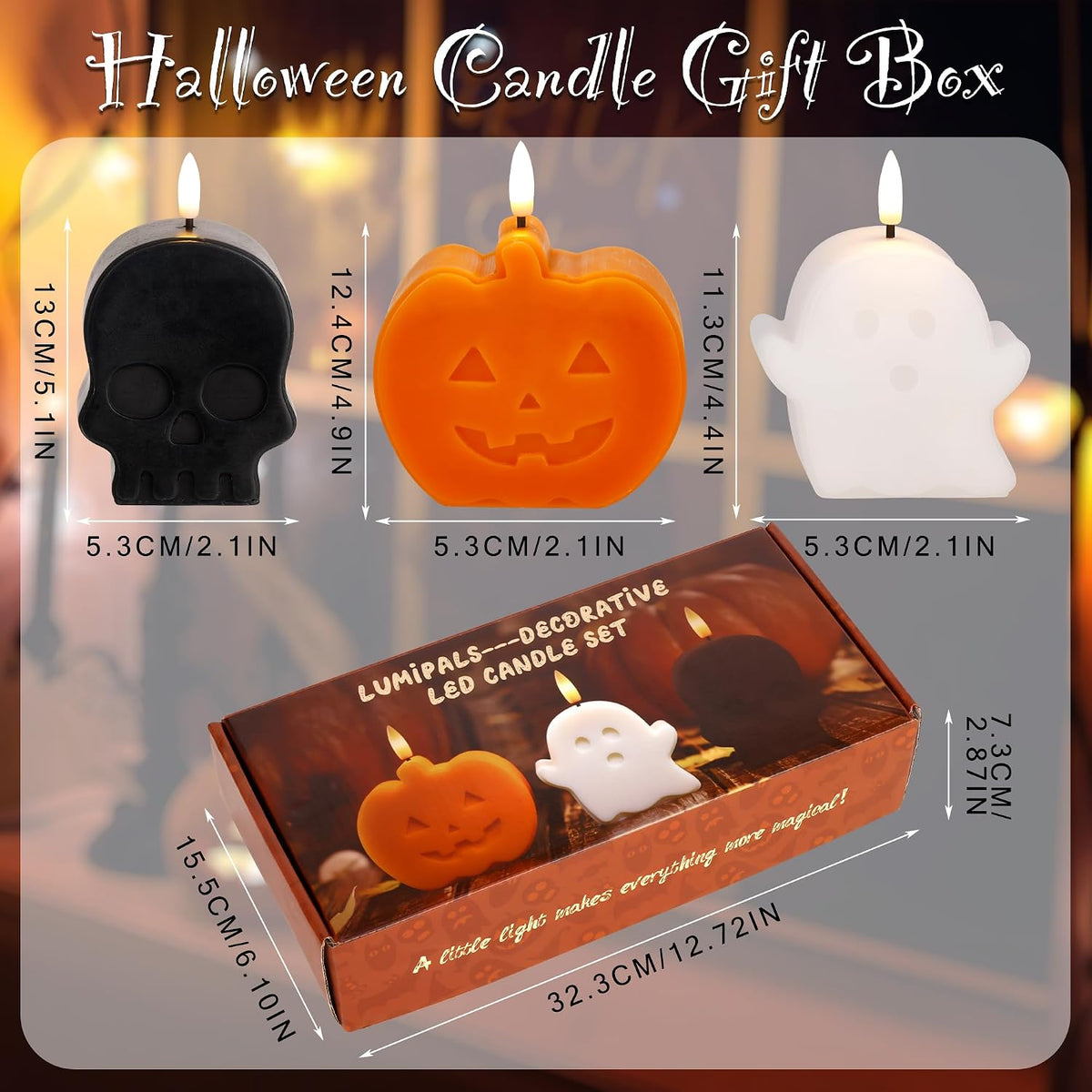 Halloween Flameless Candles with Remote, Cute Halloween Ghost Pumpkin Decor