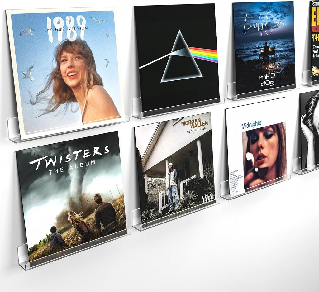 Laurensory Vinyl Record Wall Mount Shelves, 12 inch Vinyl Holder, 8 Pack
