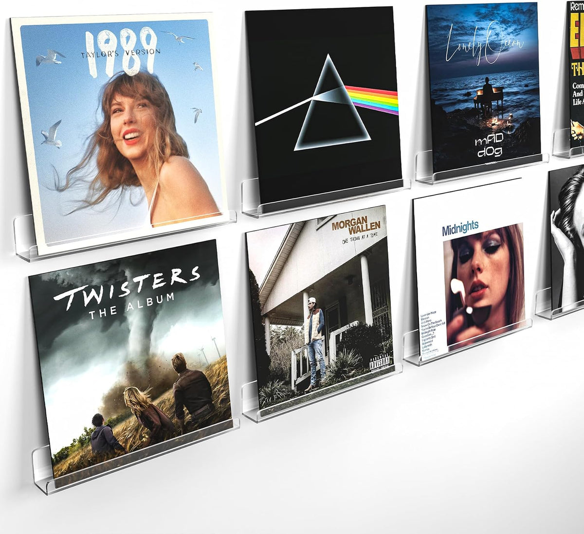 Laurensory Vinyl Record Wall Mount Shelves, 12 inch Vinyl Holder, 8 Pack