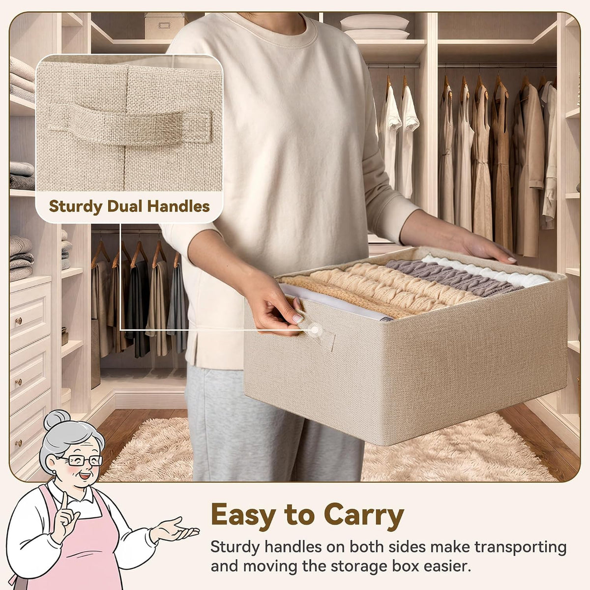 GRANNY SAYS Storage Basket for Shelves, Storage Bins, Khaki, 2-Pack