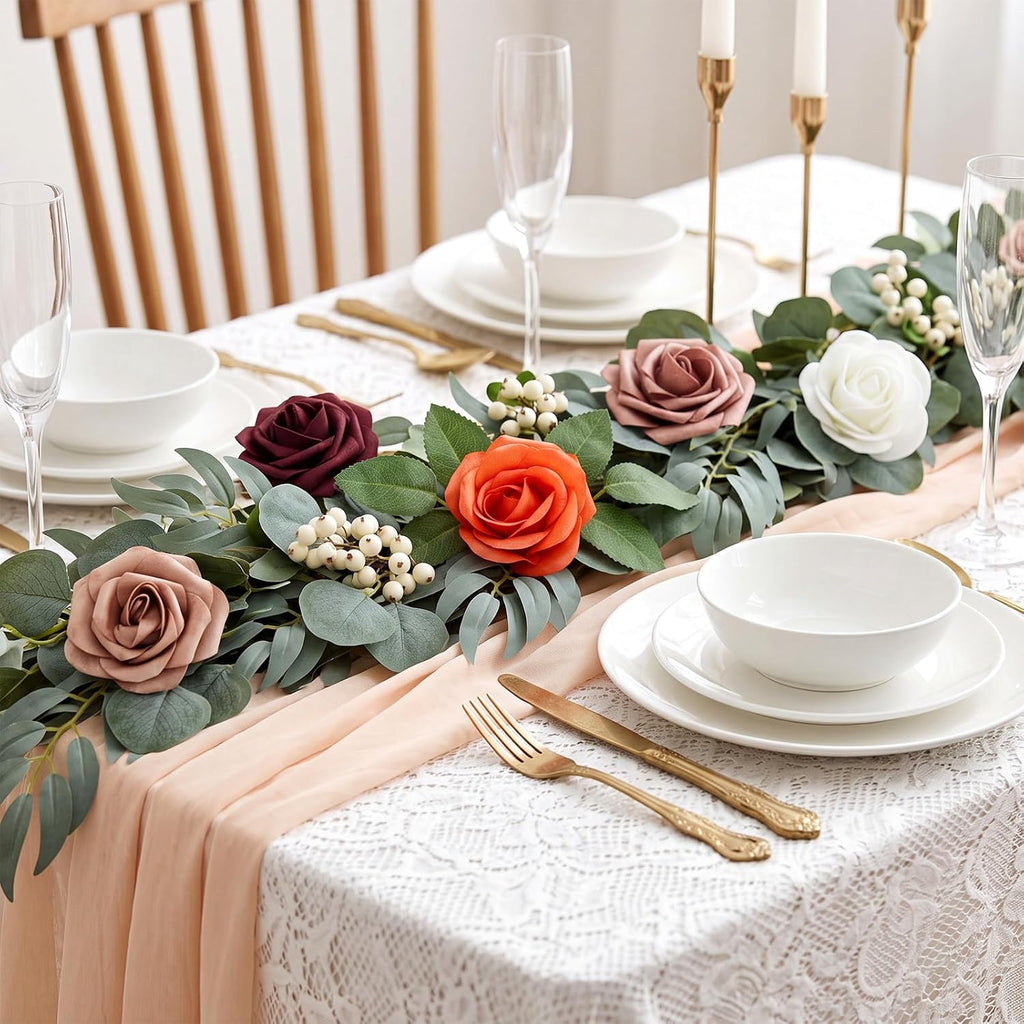 5 Pcs Artificial Rose Flowers, Shades of Earth Tones