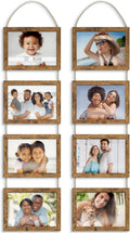 5x7 Hanging Picture Frames Collage with 8 Openings - Rustic Brown, 2 PK