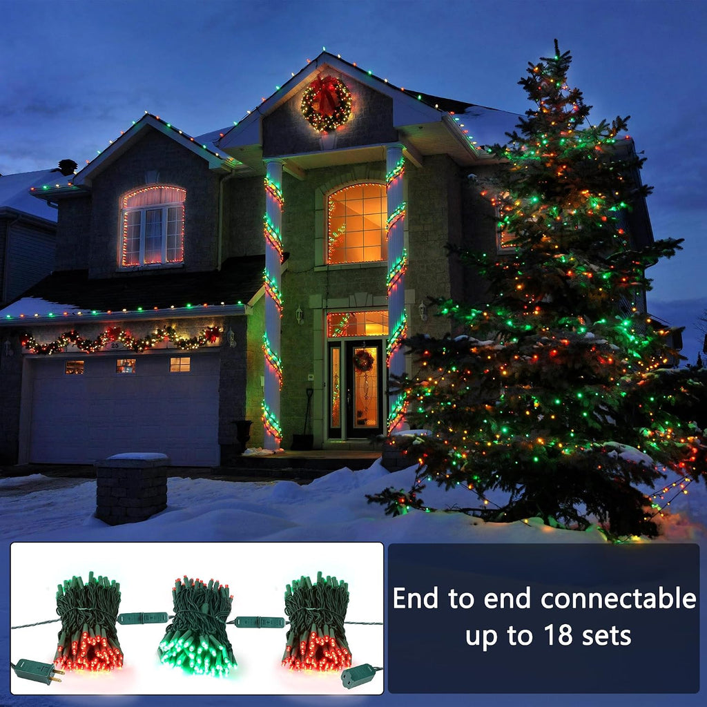 Brizled Red & Green Gentle Twinkle Christmas Lights, 100 LED Connectable