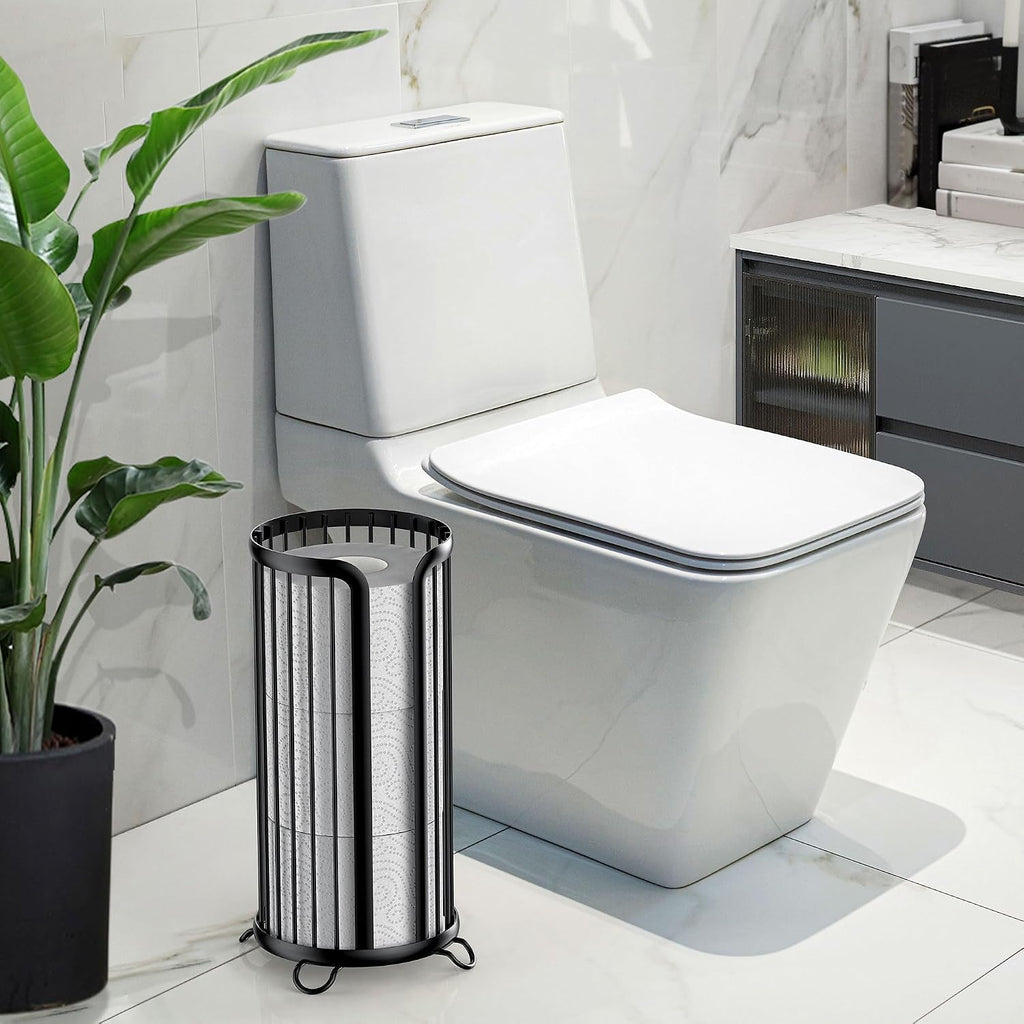 Bunoxea Toilet Paper Holder Stand, Freestanding Toilet Paper Storage,Black