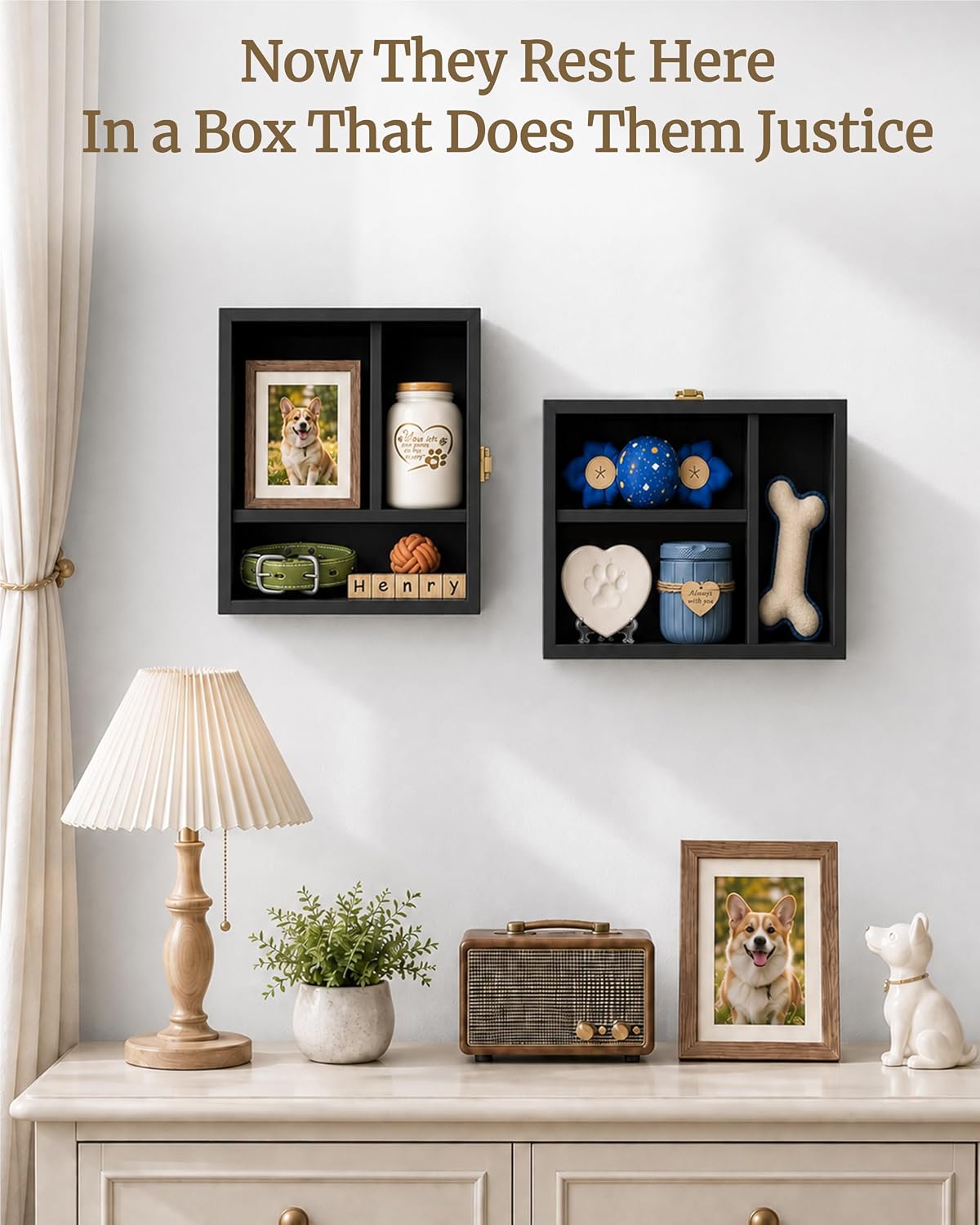 11"x9" Pet Memorial Shadow Box with Shelves & Pin-Back Board