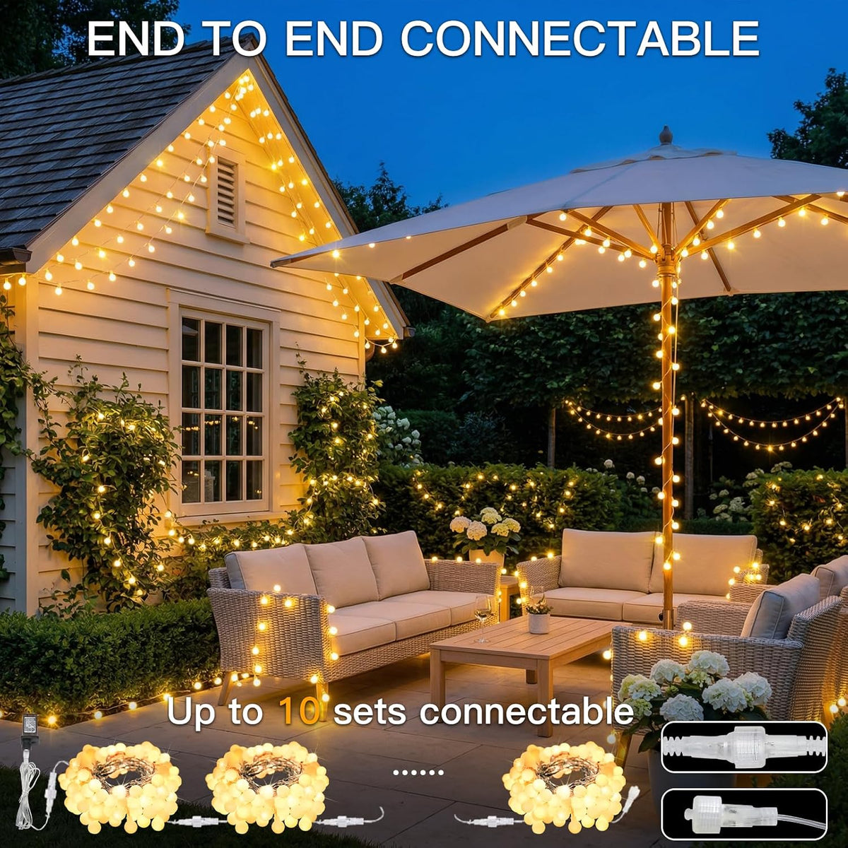 suddus Globe String Lights Indoor, 43 FT 100 Led Fairy Lights Plug in